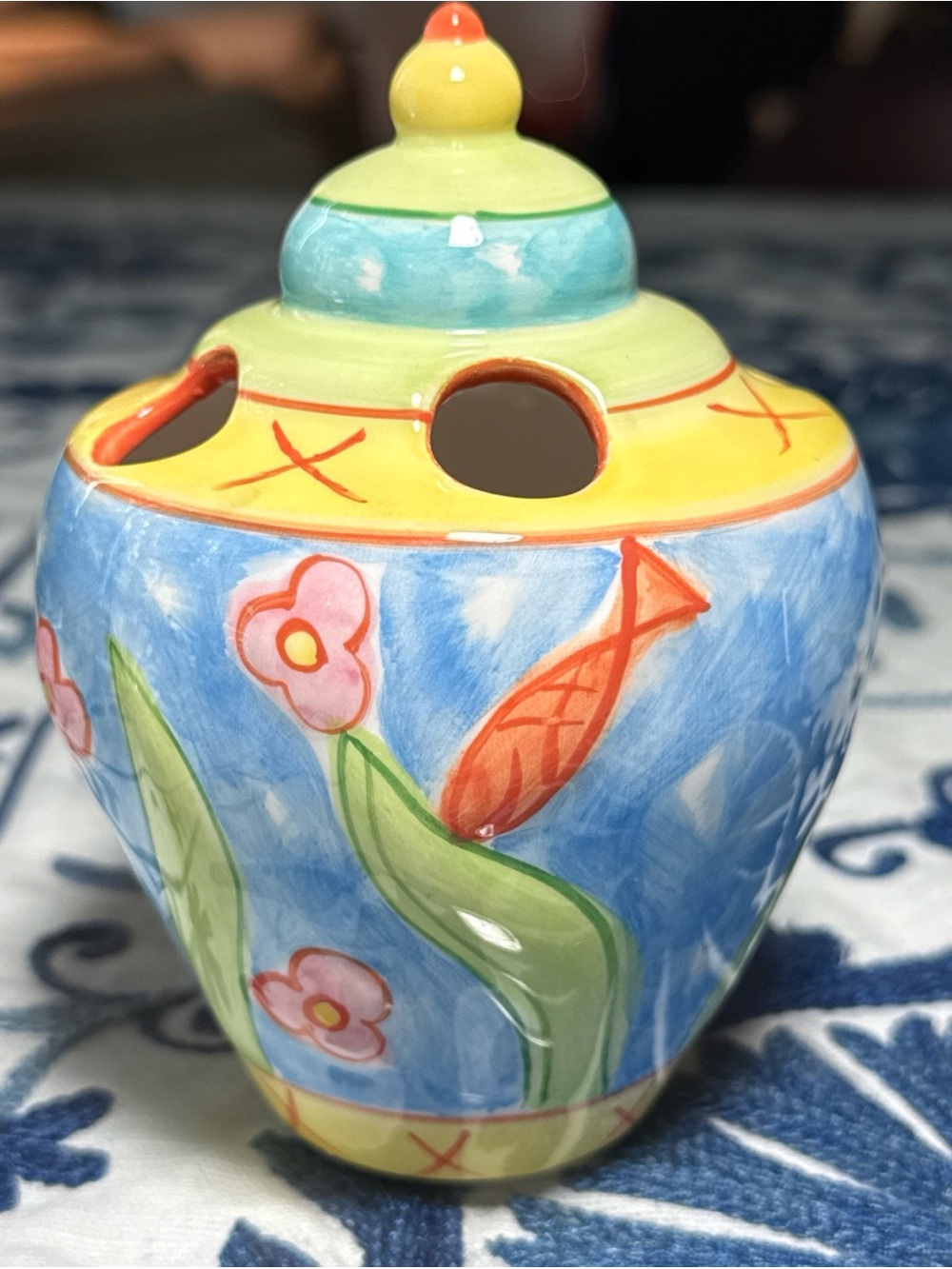 Pamela Ferrari Neiman Marcus Toothbrush Holder Porcelain Whimsical Ocean Fish - Picture 6 of 9